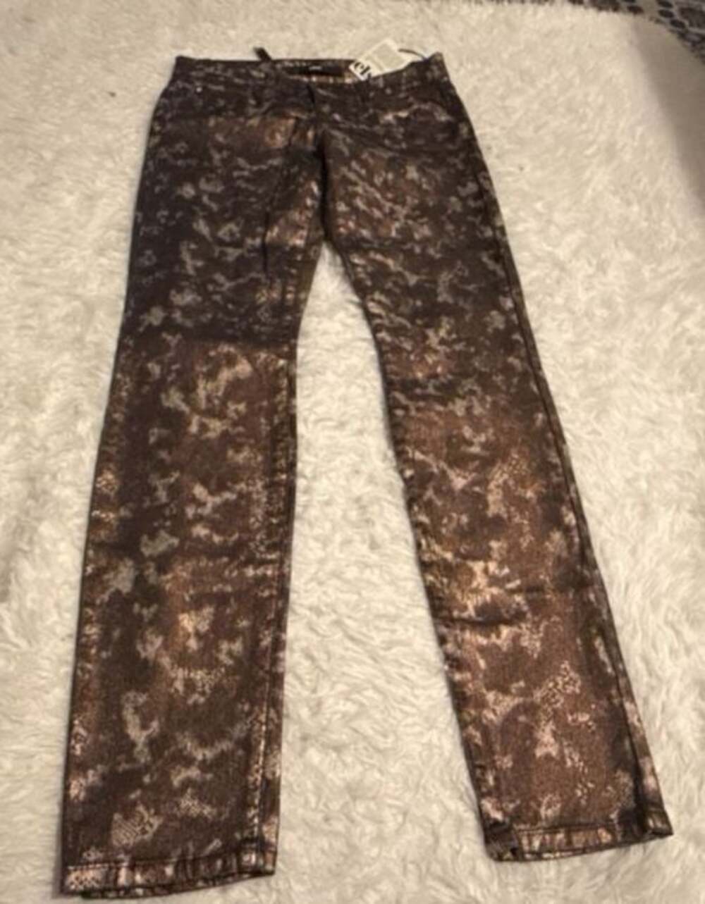 Else Bronze Snake Treatment Metallic Stretch Skinny Jeans W26